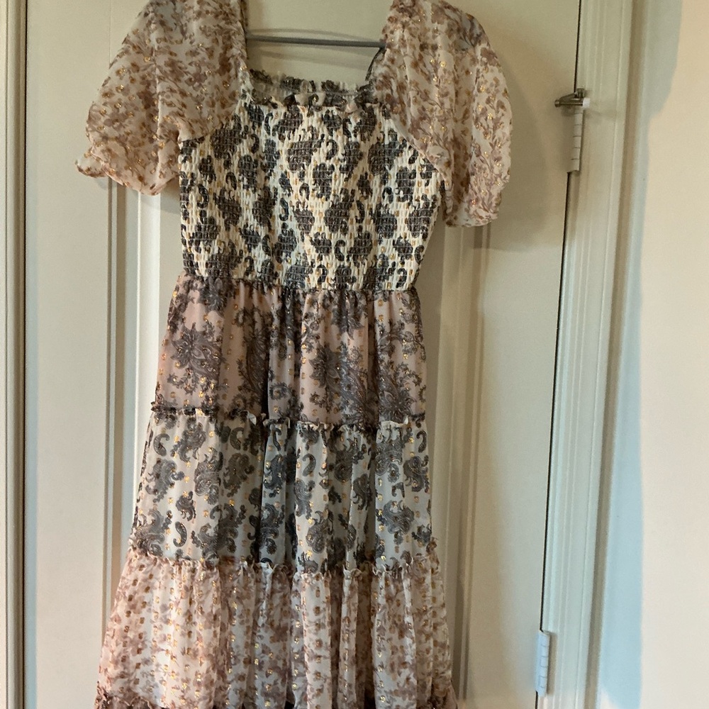 Floral Patterned Dress with Puff Sleeves
